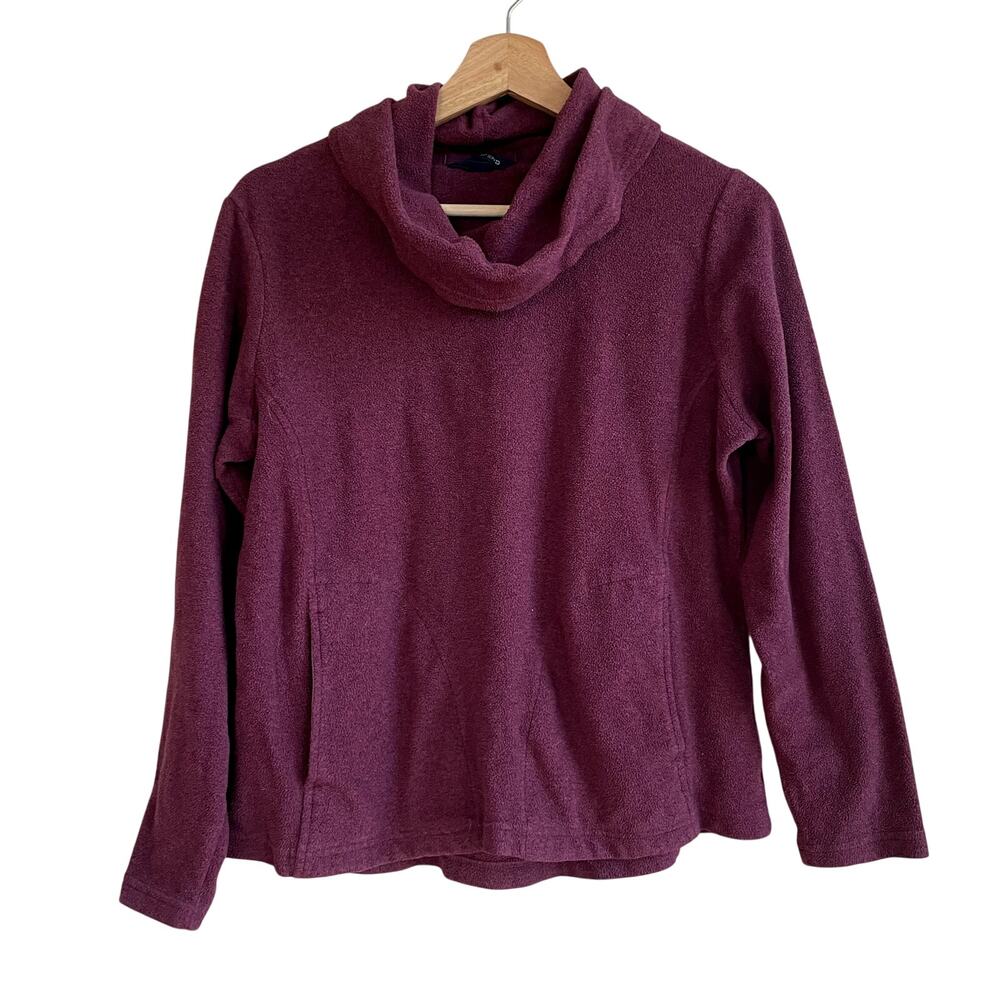 Lands' End pink fleece turtleneck sweater women's size medium front pockets